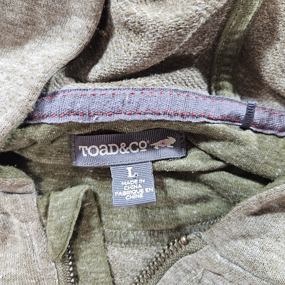 Toad & Co Hemp Blend Zip Hoodie Large Green - Picture 6 of 7